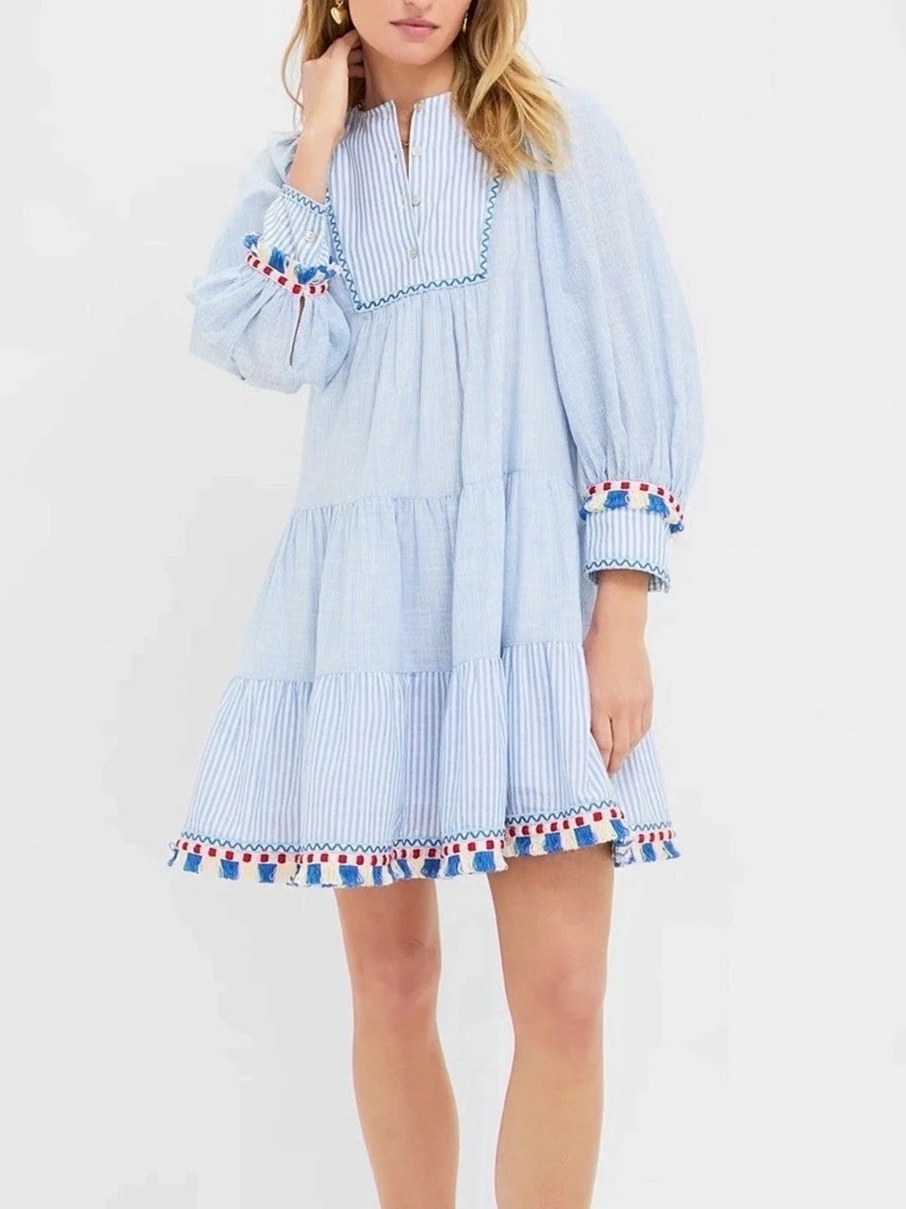 TUCKERNUCK Chambray Stripe Fringe Jen Dress